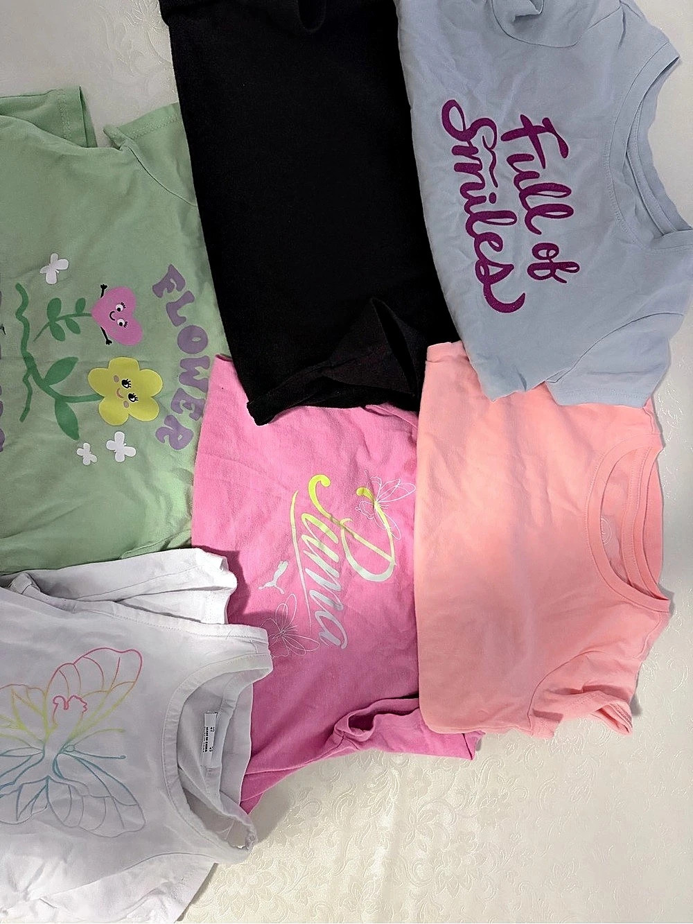Kids Graphic Tee Lot in Pink & White